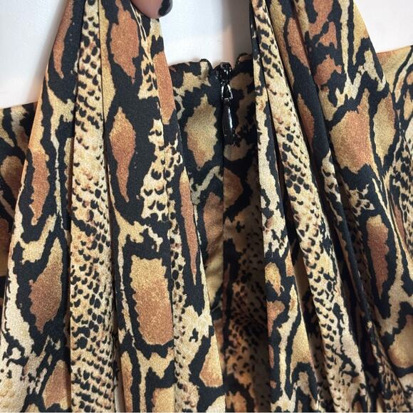 Great Jones Tan Black Snake Print Drape Neck Racerback Maxi Dress 2 - Picture 8 of 11